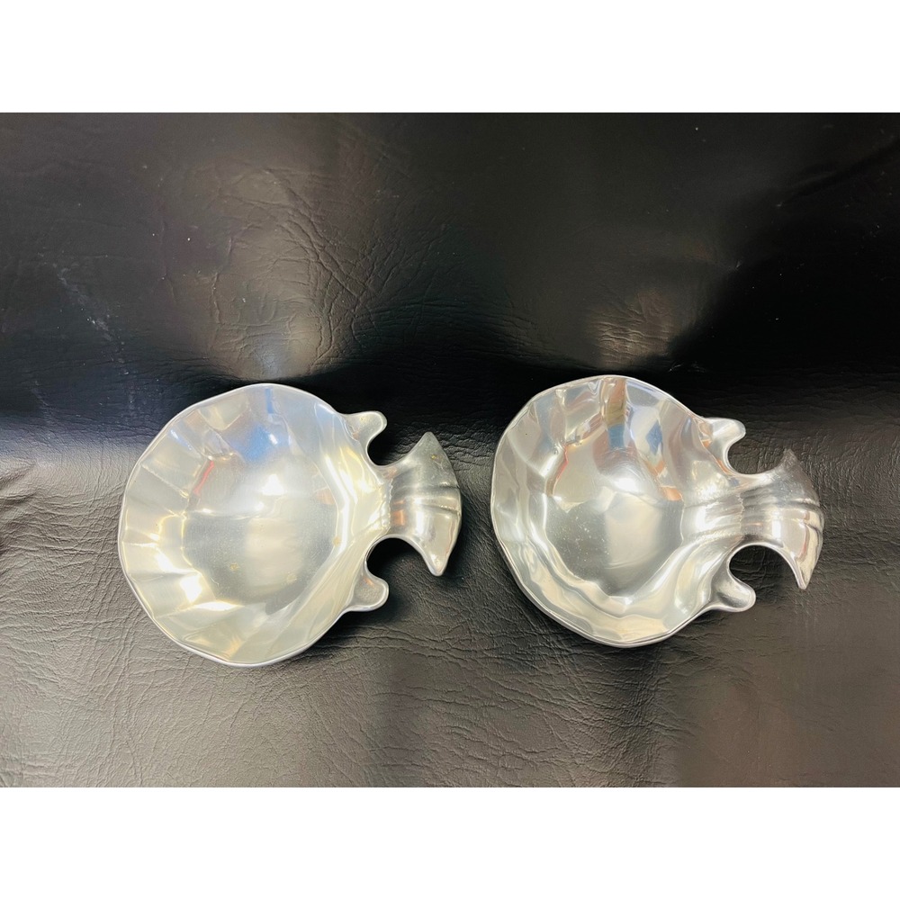 Wilton Armetale Fish‎ Bowls Set of 2 Silver Pewter Alternative Coastal Nautical